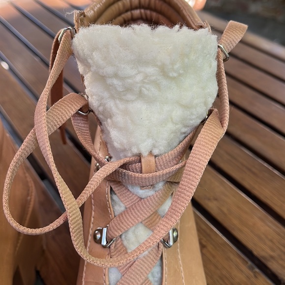 Aqua "Gilca" Block Heel Booties In Honey Beige - Picture 13 of 16